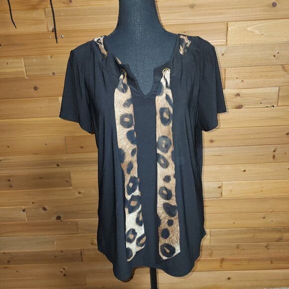 Adele & May blouse with leopard Scarf Size XL - Picture 1 of 4